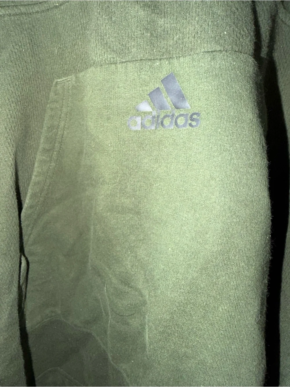 Adidas Hoodie Olive Green Black Half-Zip Up Long Sleeve Pull Over Top XL